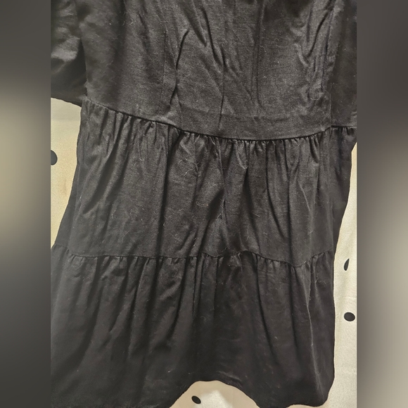 House of Harlow 1960 black smocked short puff sleeve peasant style dress large - Picture 7 of 8